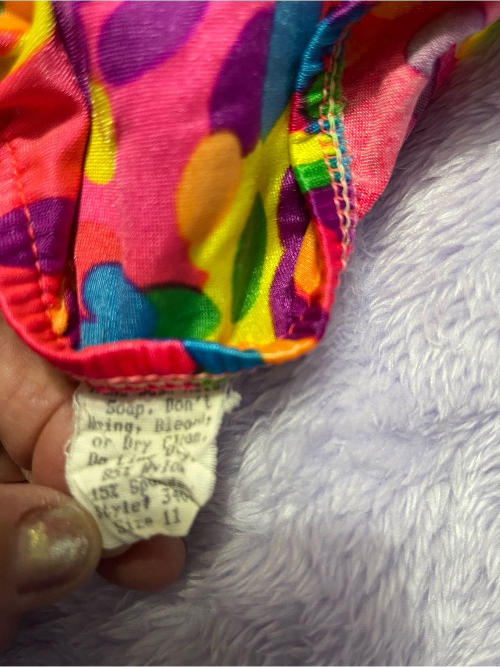 Women’s  Multicolor Ruffle Swim Bottoms - Bright Rainbow Print.  Size 11 - Picture 3 of 3